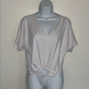 Women's V-Neck Tie-Front Top - White